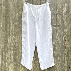 J Jill White Linen Pants. Wide Leg , Drawstring Waist, New In Large Tall.